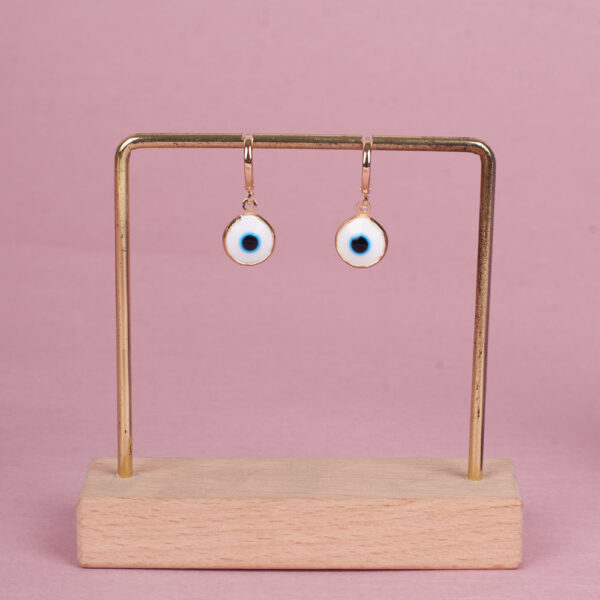 Salty Fashion Women Evil Eyes Gold Brim Wind Drop Earrings - Light Blue- TBC1036 - Image 2
