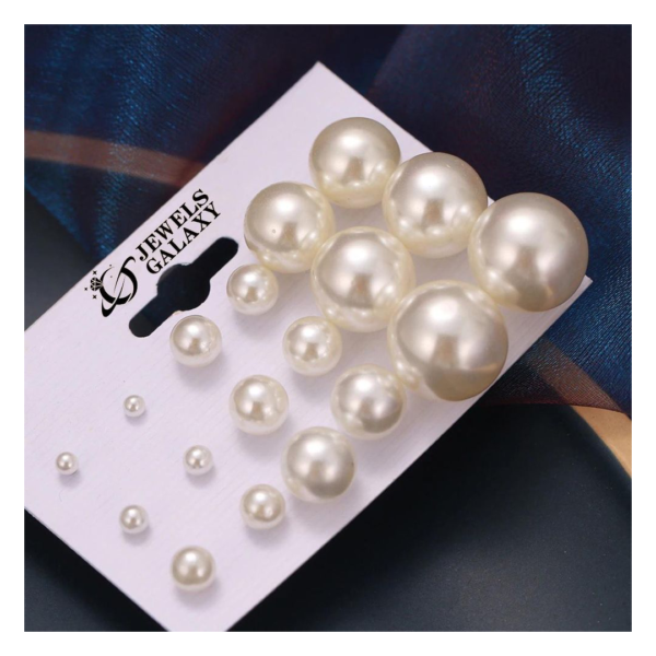 Jewels Galaxy Off White Gold Plated Pearl Studs Earrings (1 Pack 18 Pieces)- TBC1039