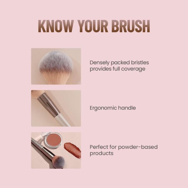 Swiss Beauty Compact Powder Brush, Silver- AVT1013 - Image 3