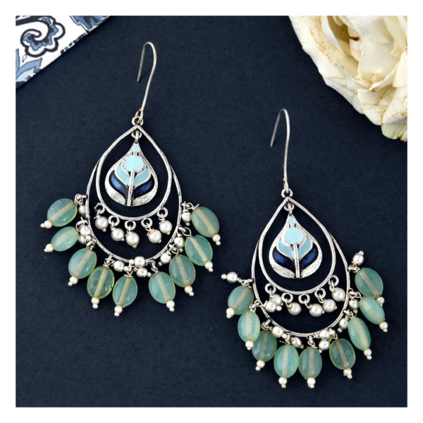 Voylla Bagh E Fiza Green Beads Earrings- TBC1044