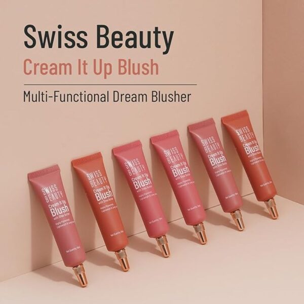 Swiss Beauty Cream It Up Blusher | Buildable & Blendable | Shade- Cheeky Peach, 10ml- LPC1021 - Image 3