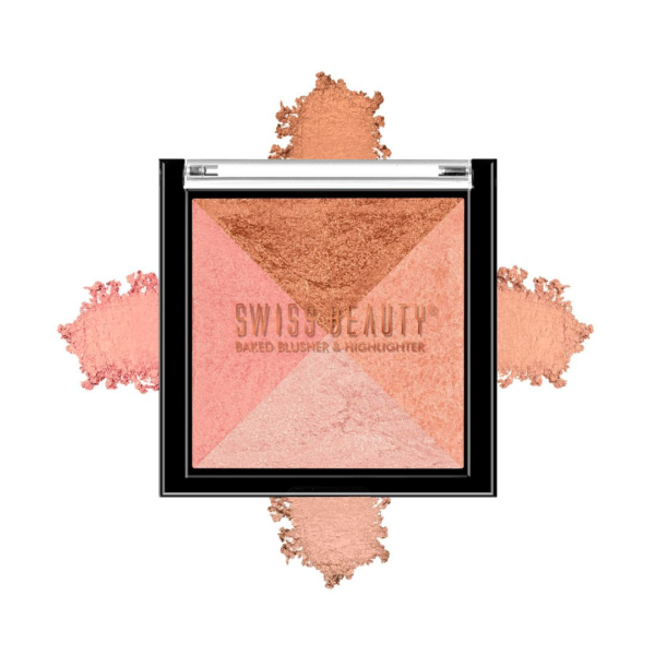 Swiss Beauty Mini Baked Shimmer Blusher And Highlighter Palette For Face Makeup Multicolor - 1- LPC1029