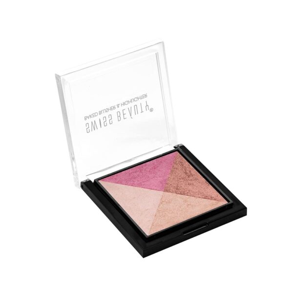 Swiss Beauty Mini Baked Shimmer Blusher And Highlighter Palette For Face Makeup Multicolor - -5- LPC1037 - Image 4