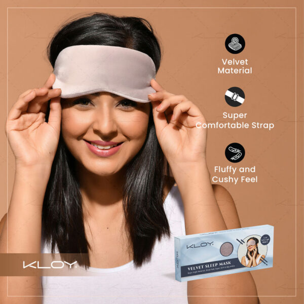 KLOY Velvet Sleep Mask - Grey- QBH1005 - Image 4