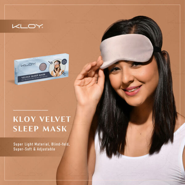 KLOY Velvet Sleep Mask - Grey- QBH1005 - Image 5