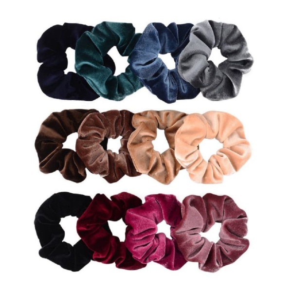 Bronson Professional Hair Scrunchies, Hair Bands Satin, Velvet, Chiffon, Cotton - (Mix Colour)- RTZ1007