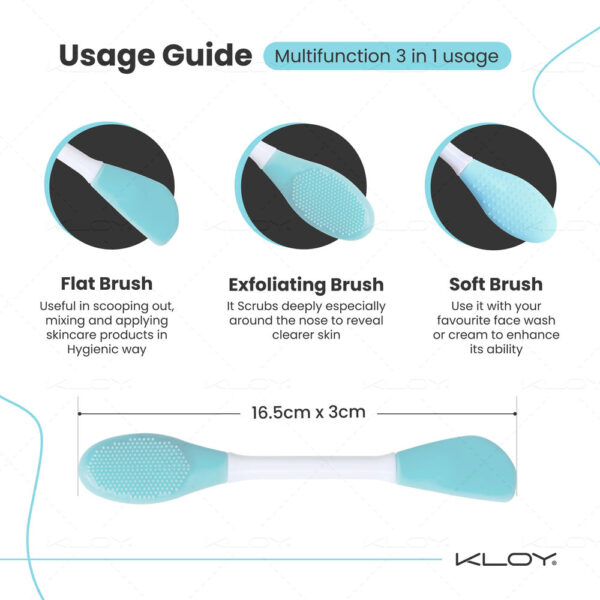 Silicone Face Mask Applicator & Lip Cleansing Brush Made With Ultra Hygienic Soft Silicone bristle for Gentle Exfoliation (Turquoise)- QBH1029 - Image 5