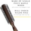 Bronson Professional Round Hair Brush Dark Brown Wooden For Quick Curls, Waves And Volume- RTZ1025 - Image 3