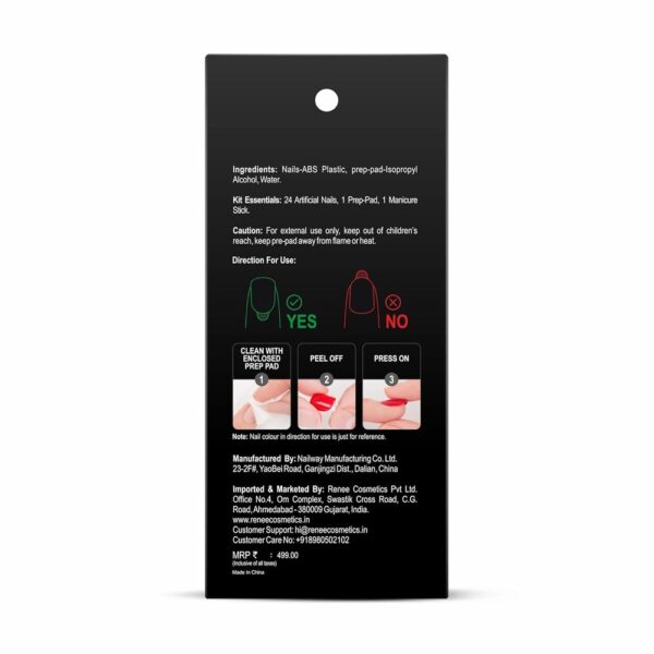 Renee Stick On Nails Bn 09| 24 Reusable Artificial Fake Nail Set- MKP1007