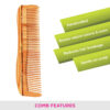 Vega Natural Wooden Styling Hair Comb,Handmade,for Men and Women (HMWC-01)- RTZ1027 - Image 3