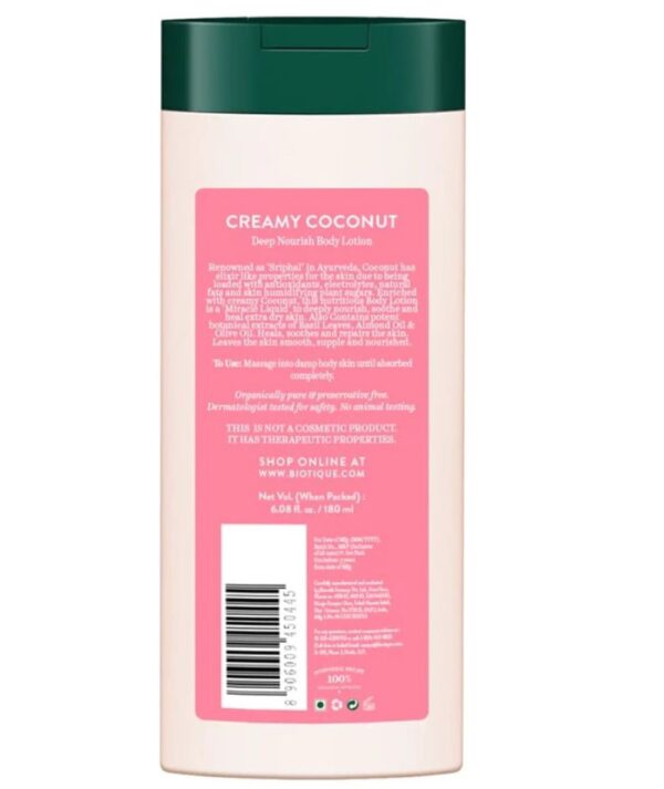 Biotique Creamy Coconut Deep Nourish Body Lotion- MNX1010 - Image 2