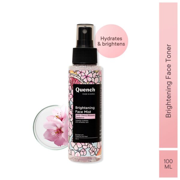 QUENCH Brightening Korean Face Mist with Cherry Blossom & Pearl Extracts Instantly Hydrates & Brightens- ZSX1032