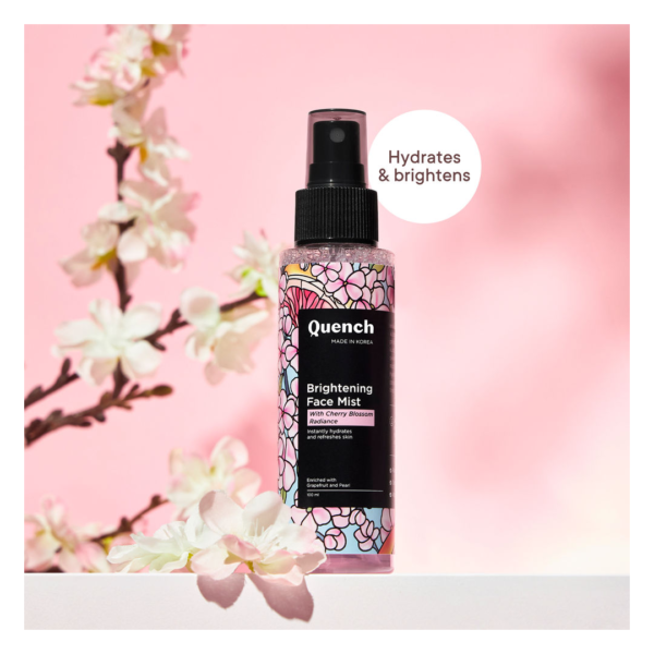 QUENCH Brightening Korean Face Mist with Cherry Blossom & Pearl Extracts Instantly Hydrates & Brightens- ZSX1032 - Image 4