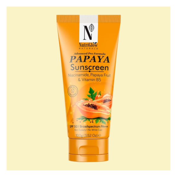 "NutriGlow Natural's Advanced Pro Formula Papaya Sunscreen No White Cast, All Skin Type-SPF 50 Pa+++ - JMX1036"