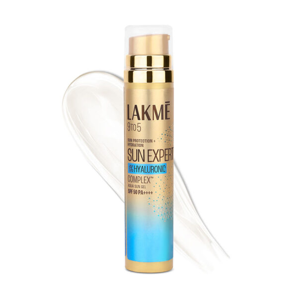 Lakmē 1% Hyaluronic water-light Sunscreen gel SPF 50 Pa++++ For Oily Skin, Plump & Hydrated skin- JMX1050