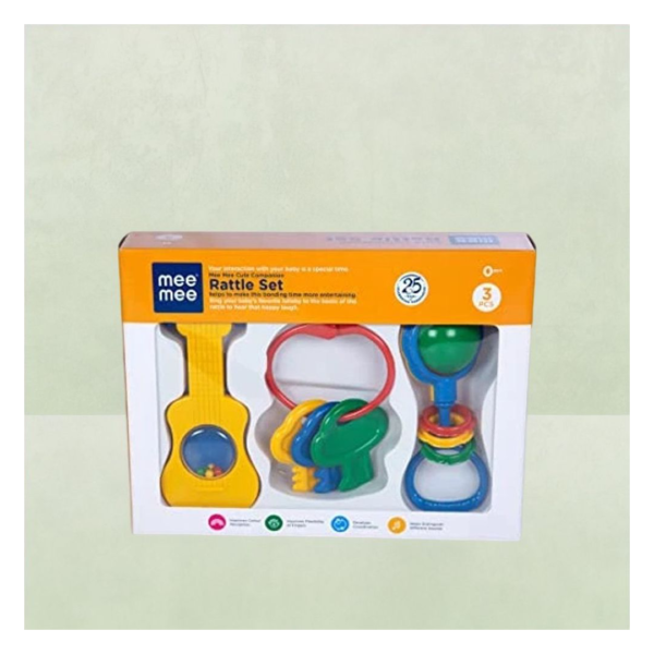 Mee Mee Bpa Free Baby Rattles Set Gifts For New Born Girls Boys (3 Toys)- EGC1004