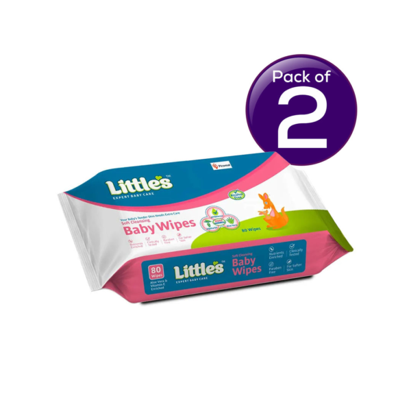 Littles Soft Cleansing Baby Wipes 80 pc X 2 Combo- UFB1003