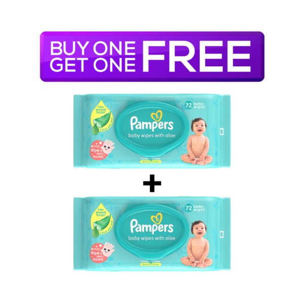 Pampers Baby Wipes With Aloe 72 pc X 2 Combo- UFB1007