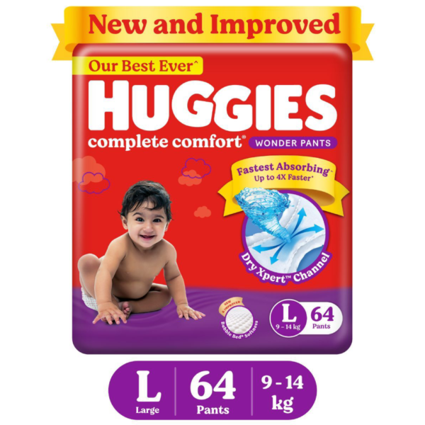 Huggies Complete Comfort Wonder Pants, India's Fastest Absorbing Diapers | L Size- GKR1010