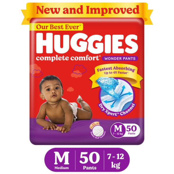 Huggies Complete Comfort Wonder Pants, India's Fastest Absorbing Diapers |Medium Size- GKR1015