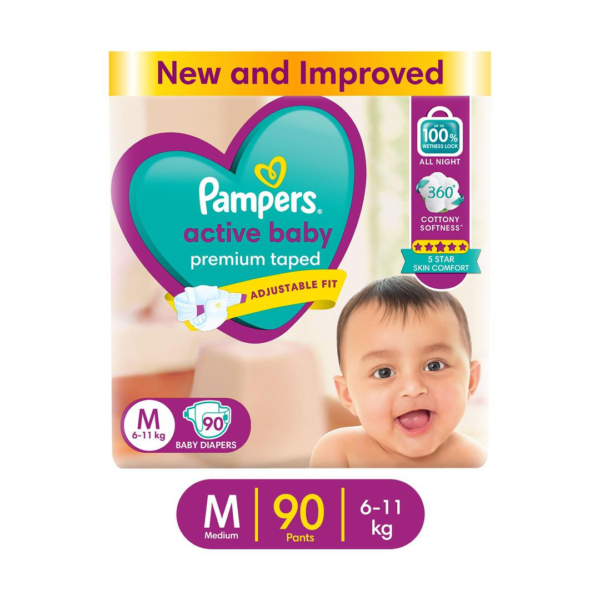 Pampers Active Baby Diaper (Taped, M , 6-11 kg)- GKR1018