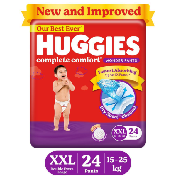 Huggies Complete Comfort Wonder Pants, India's Fastest Absorbing Diapers | XXL Size- GKR1021, India's Fastest Absorbing Diapers | XXL Size- GKR1021