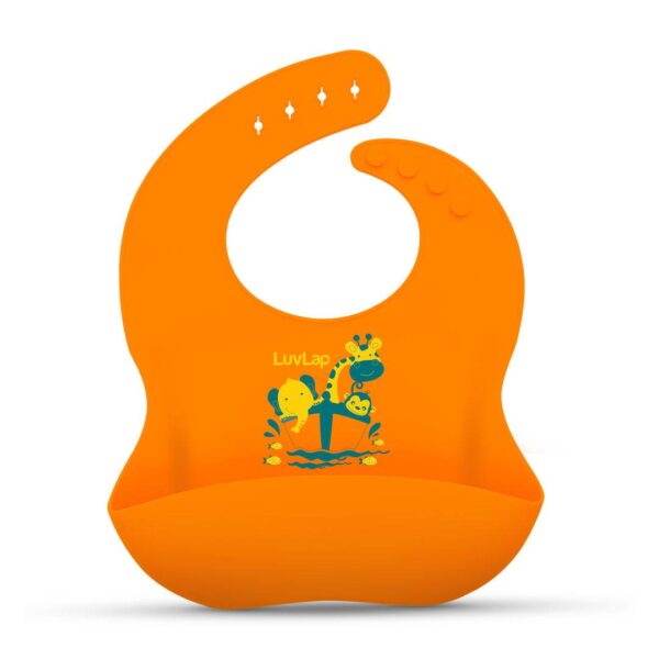 Luvlap Silicone Baby Bib - Orange- YWV1006