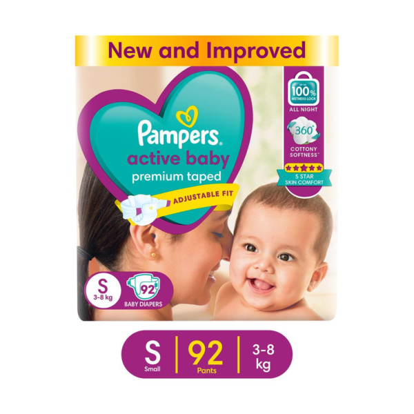 Pampers Active Baby Diaper (Taped, S, 3-8 kg)- GKR1023