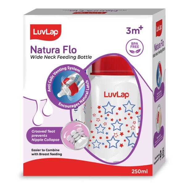 Luvlap Natura Flow Wide Neck Feeding Bottle 3M+- YWV1009