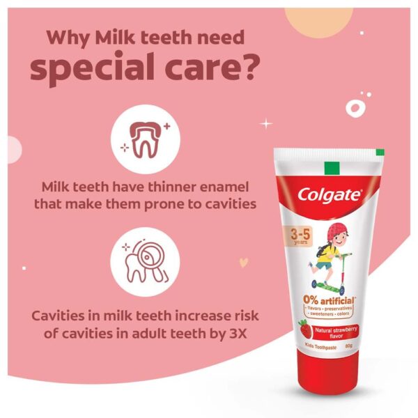Colgate Toothpaste For Kids (3-5 Years) Natural Strawberry- RAT1007 - Image 2