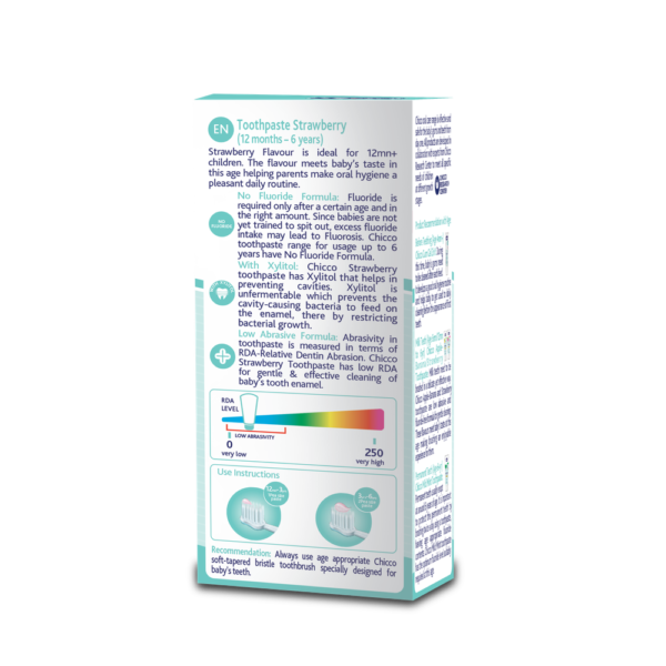 Chicco Toothpaste Strawberry 1-6Y Nofluoride- RAT1009 - Image 2