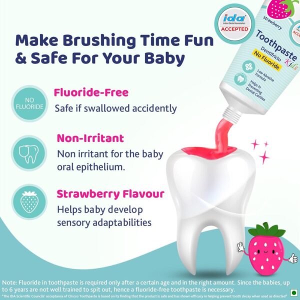 Chicco Toothpaste Strawberry 1-6Y Nofluoride- RAT1009 - Image 3
