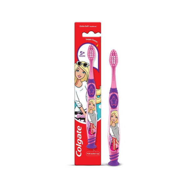 Colgate Kids Barbie Toothbrush, Extra Soft With Tongue Cleaner- RAT1010