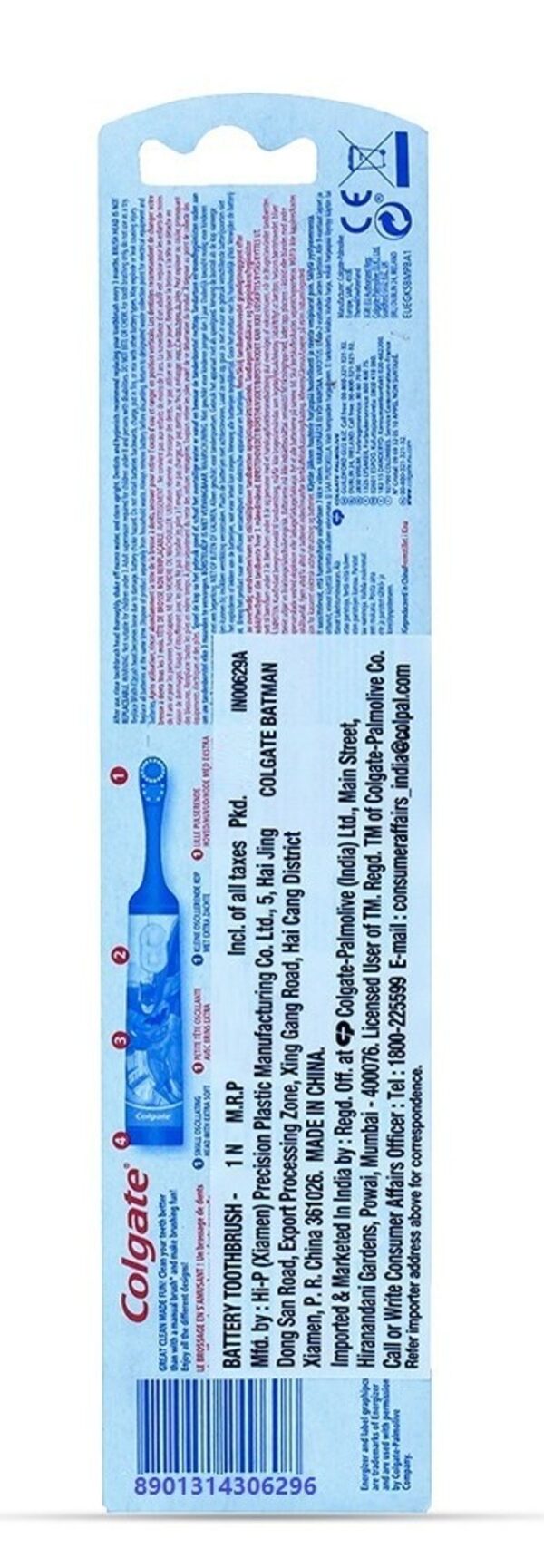 Colgate Batman Toothbrush For Kids, Battery Powered Electric Toothbrush, Age 3+, Kids Toothbrush With Extra Soft Bristles And Slim Handle, Includes Replaceable Batteries- RAT1011 - Image 2
