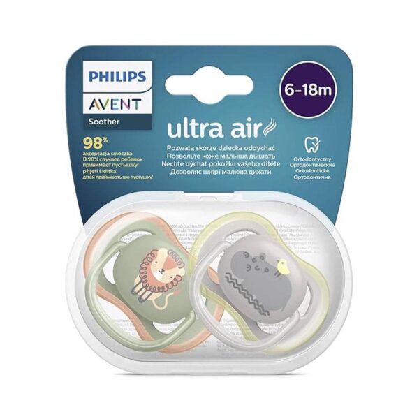 Philips Avent Ultra Air Pacifier, For 6-18M+, Model Scf085/17- YWV1020