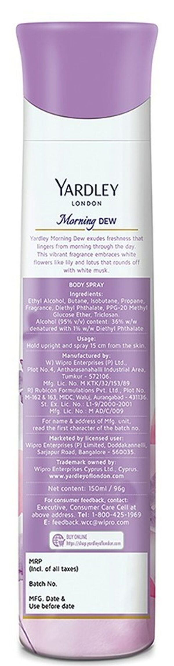 Yardley London Morning Dew Deodorant - Lily of Valley and Frangipani Fragrance - Naturally Derived- DEU1009 - Image 2