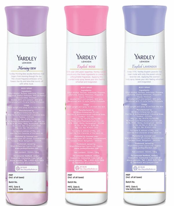 Yardley London Assorted Deodorant Pack for Women - English Lavender & English Rose & Morning Dew- DEU1014 - Image 2