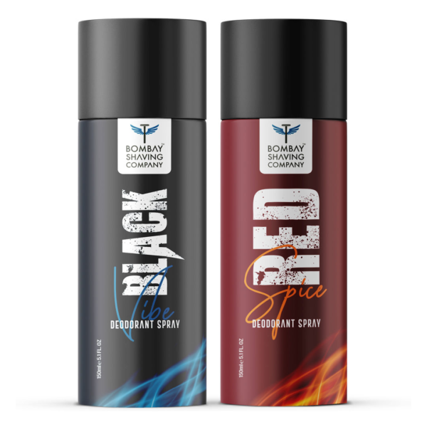 Bombay Shaving Company Red Spice & Black Vibe Combo Deodorant Spray For Men Pack Of 2- DEU1015