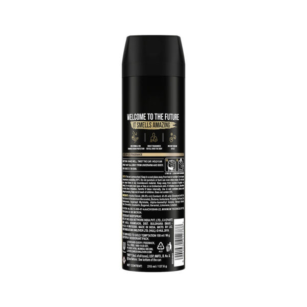 Axe Gold Temptation Long Lasting Deodorant Bodyspray For Men- DEU1016 - Image 2