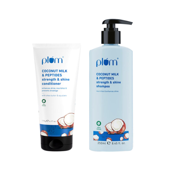 Plum Coconut Milk & Peptides Strength & Shine Shampo(250ml) & Plum Coconut Milk & Peptides Strength & Shine Conditioner(175gms) Combo- DCE1043