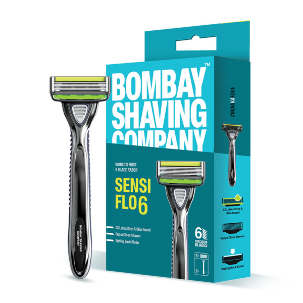 Bombay Shaving Company Sensiflo 6 Razor For Men With Aloe And Vit E Strip, 6-Blade Sensitive Razor- HVS1002