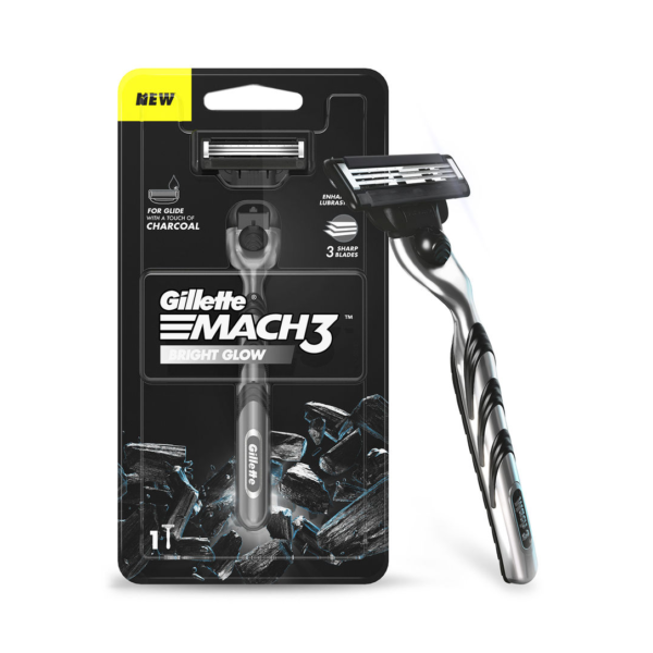 Gillette Mach3 Charcoal Shaving Razor with New Enhanced Lubrastrip with Touch of Charcoal- HVS1007