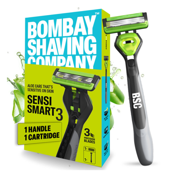 Bombay Shaving Company Sensi Smart 3 Razor | Shaving Razor For Men | Aloe Gel And Argan Oil Lubra Strip- HVS1016