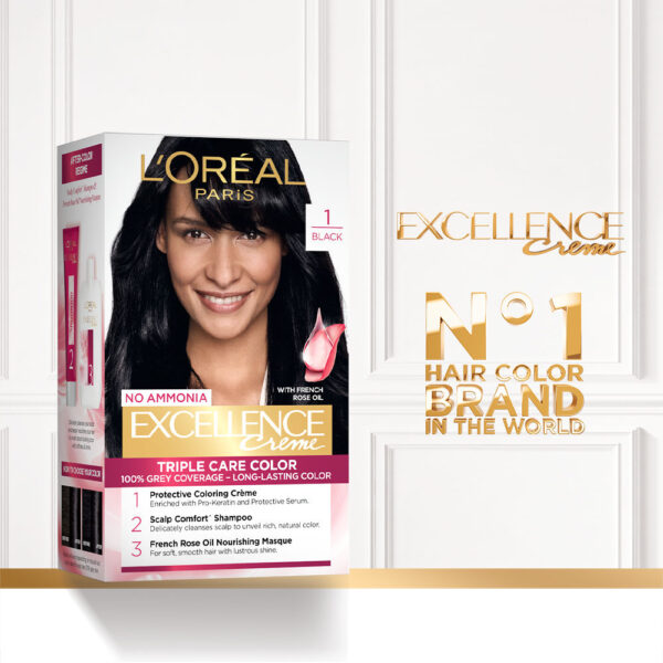 L'Oreal Excellence Creme Hair Color, 1 Black- YSX1029