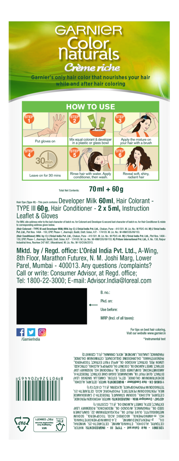 Garnier Color Naturals Creme Riche Nourishing Permanent Hair Color- YSX1041 - Image 6