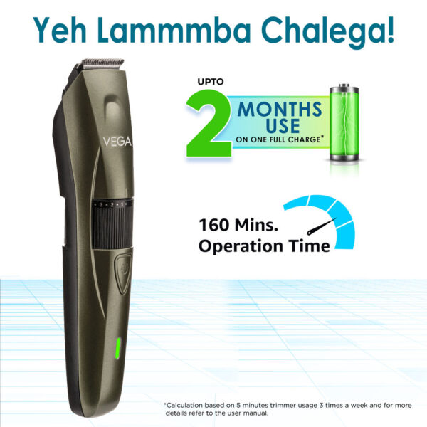 Vega Power Series P-1 Beard Trimmer For Men With 160 Mins Runtime & 40 Length (Green)- LYF1003 - Image 2