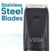 Vega Trimmer For Men with 90 Mins Runtime Stainless Steel Blades, Black (Power Lite, VHTH-38)- LYF1015 - Image 2