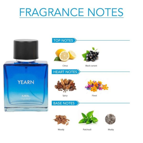 Ajmal Yearn Eau De Perfume Aquatic Perfume Long Lasting Scent Spray Party Wear Gift For Men- XXF1002 - Image 2