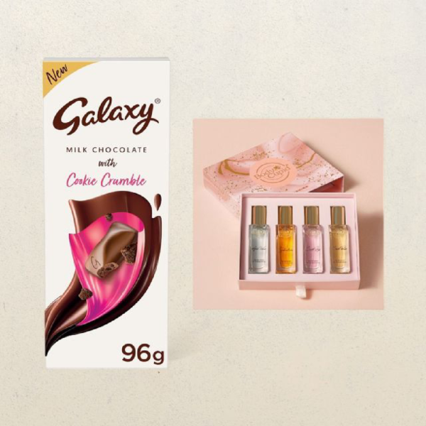 Galaxy Cookie Crumble Milk Chocolate(96gms) & Body Cupid Luxury Perfume Gift Set For Her Long Lasting Fragrances - Pack Of 4(80ml) Combo- XXF1035