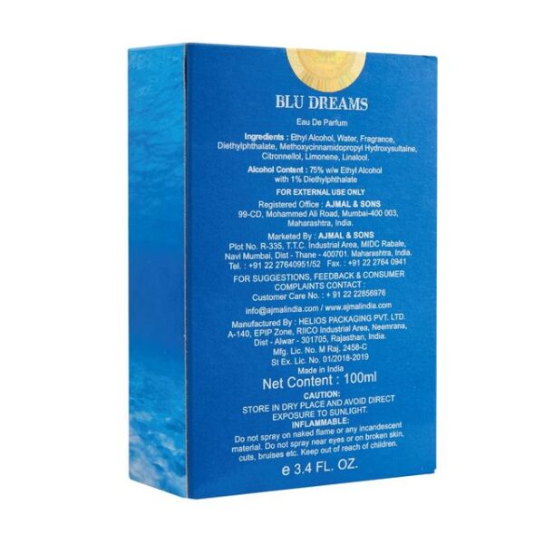 Ajmal Blu Dreams Edp Long Lasting Scent Spray Fougere Perfume Gift For Men- XXF1081 - Image 4